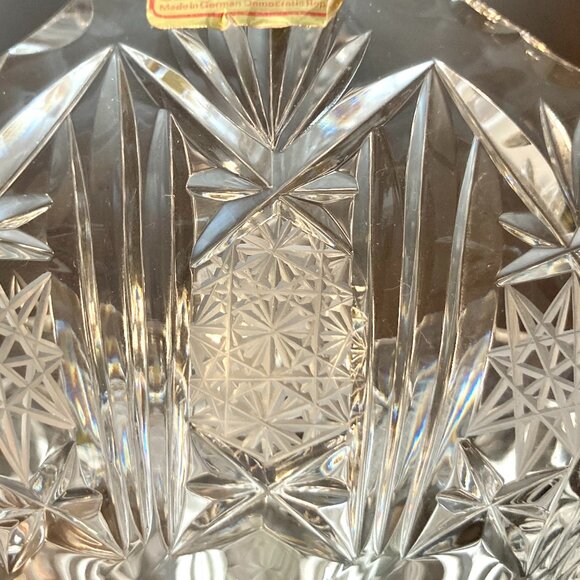 Vtg Lausitizer Glas 24% Lead Crystal German Hand-Cut Trinket Candy Coin Basket - Picture 9 of 12